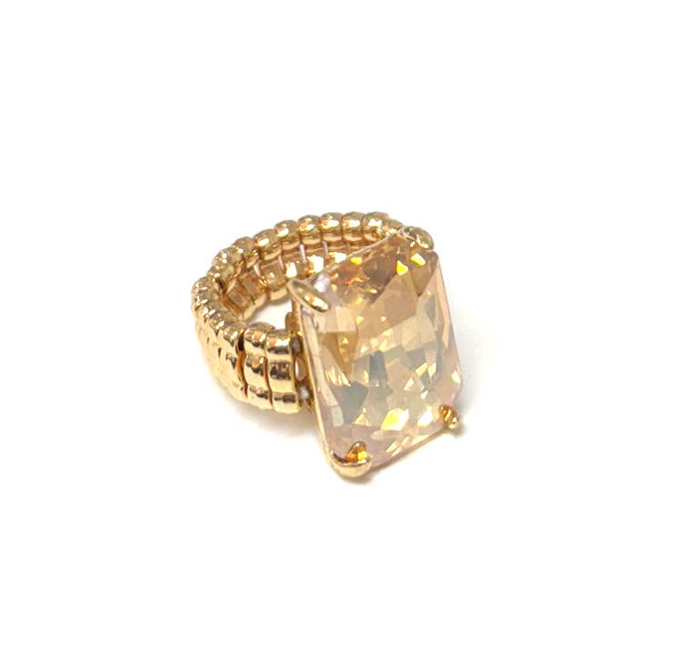 Rectangular Glass Adjustable Cocktail Ring