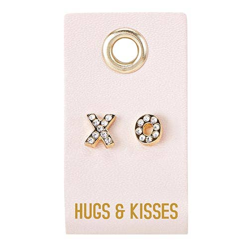 Leather Tag Earrings - Hugs & Kisses