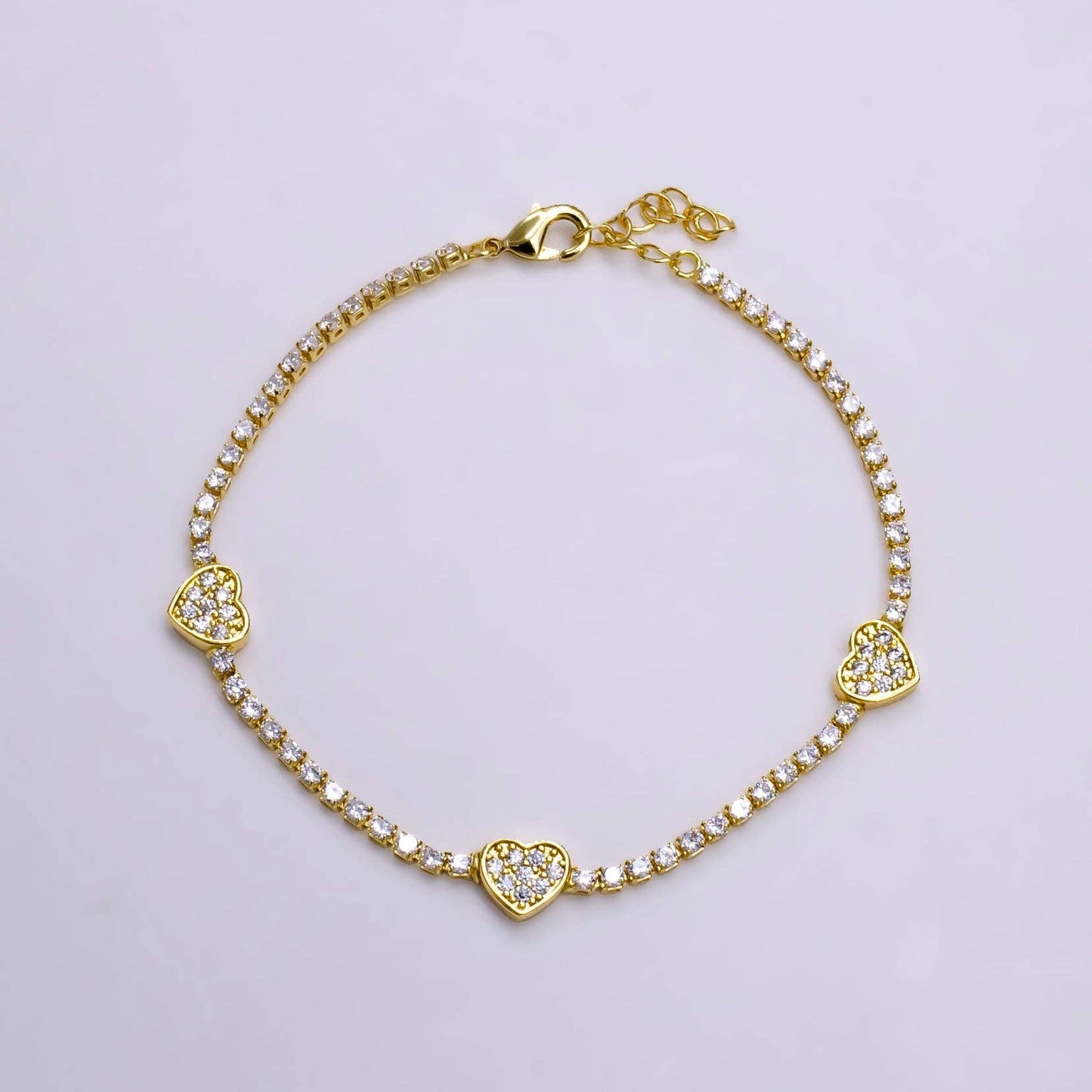 Gold Filled CZ Heart Bracelet