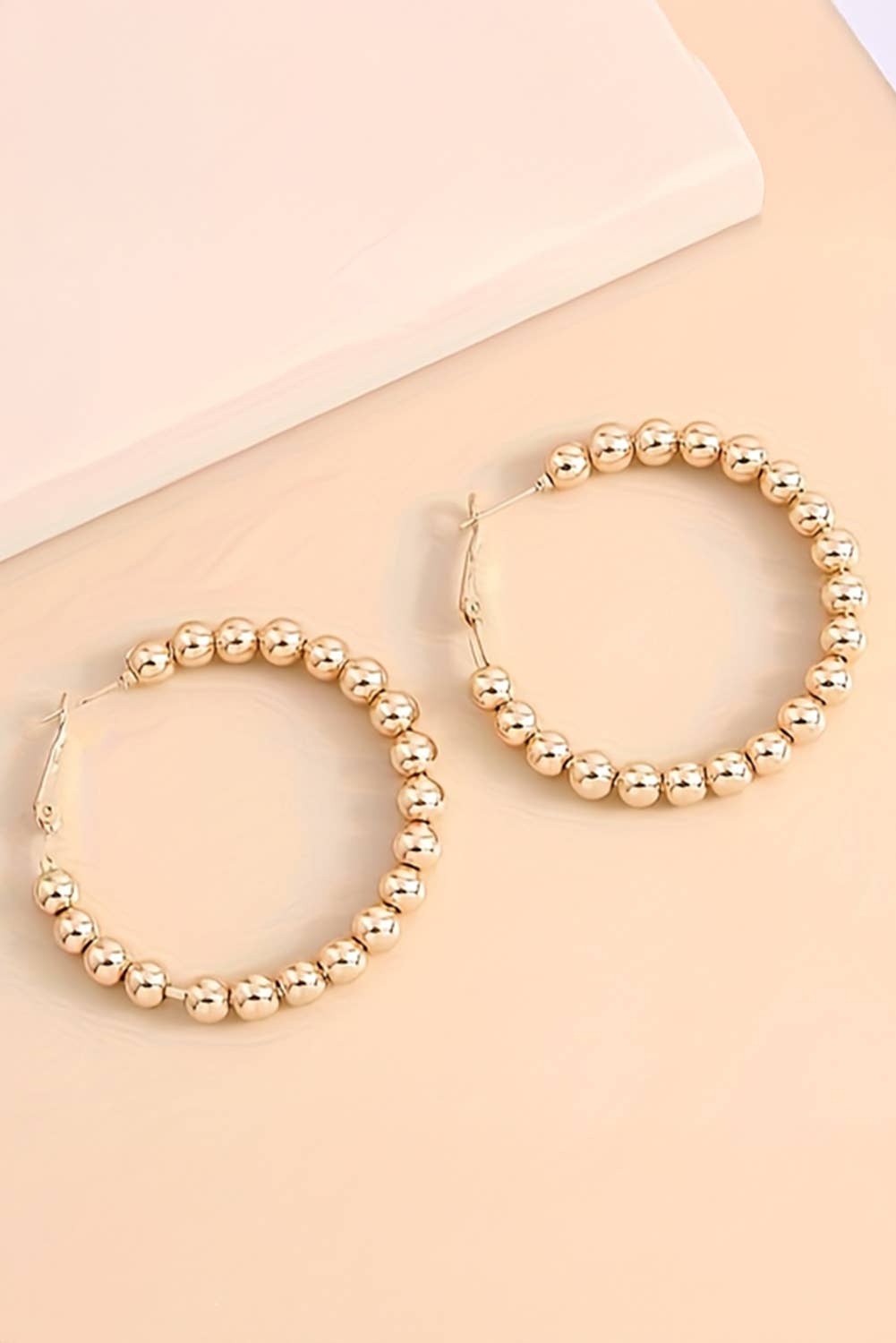 Gold Bead Hoop Earrings