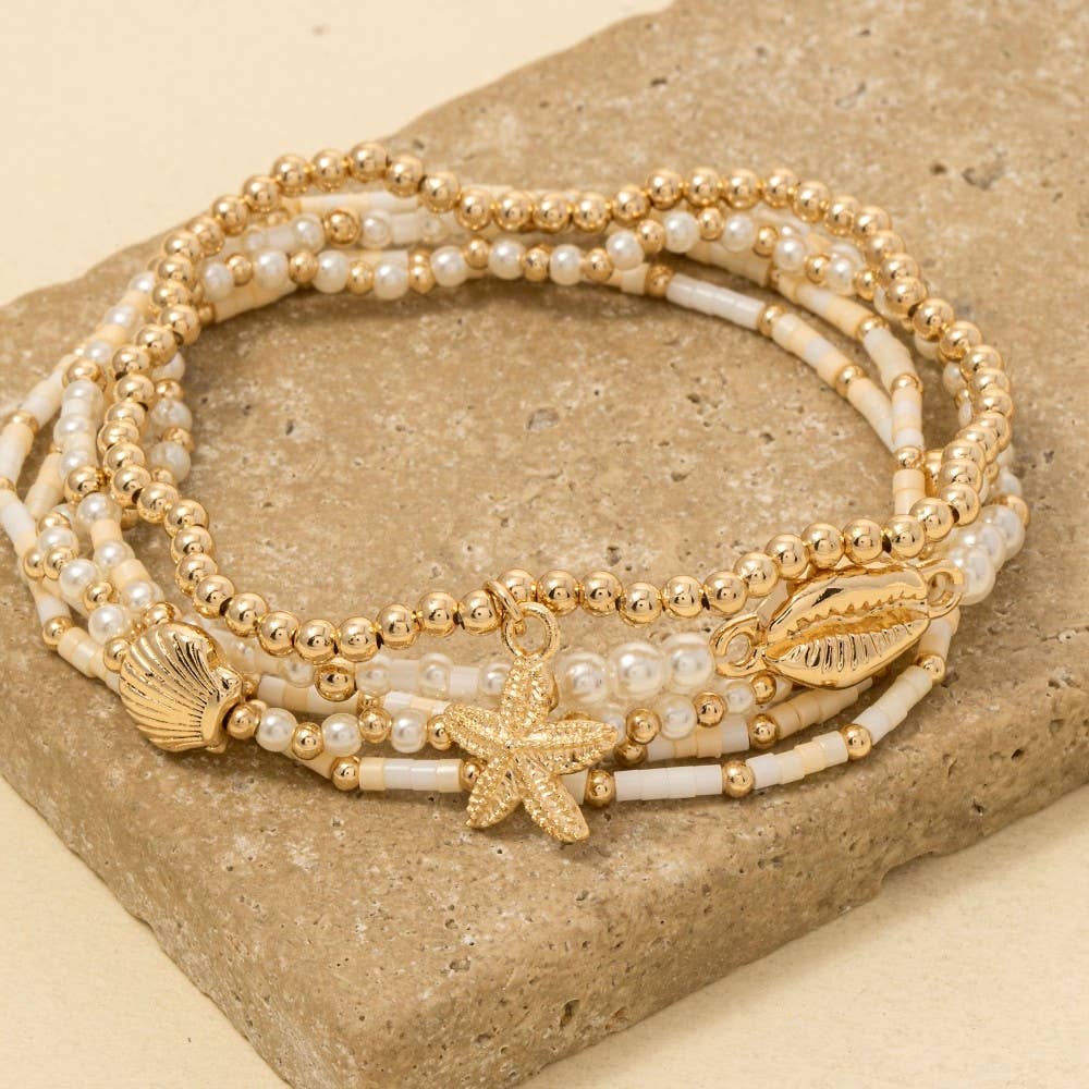 Sea Life Charms Beaded Bracelet Set