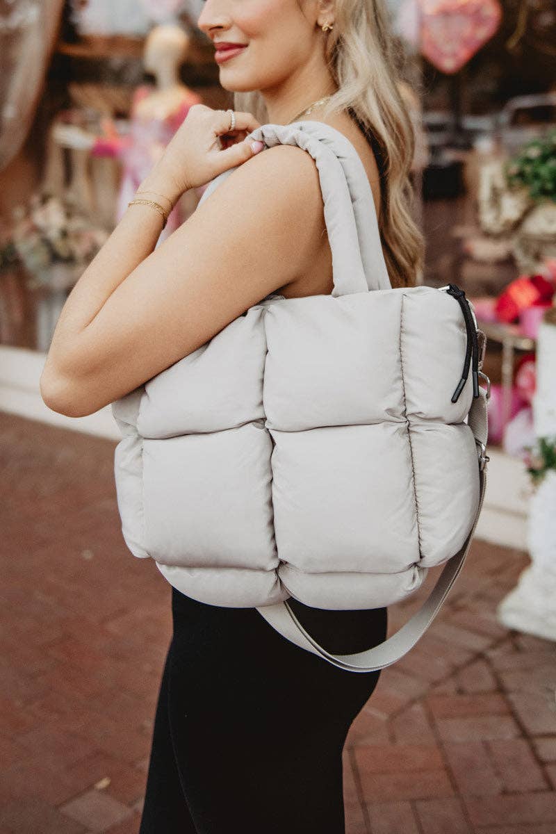 Sand Mini Puffer Tote