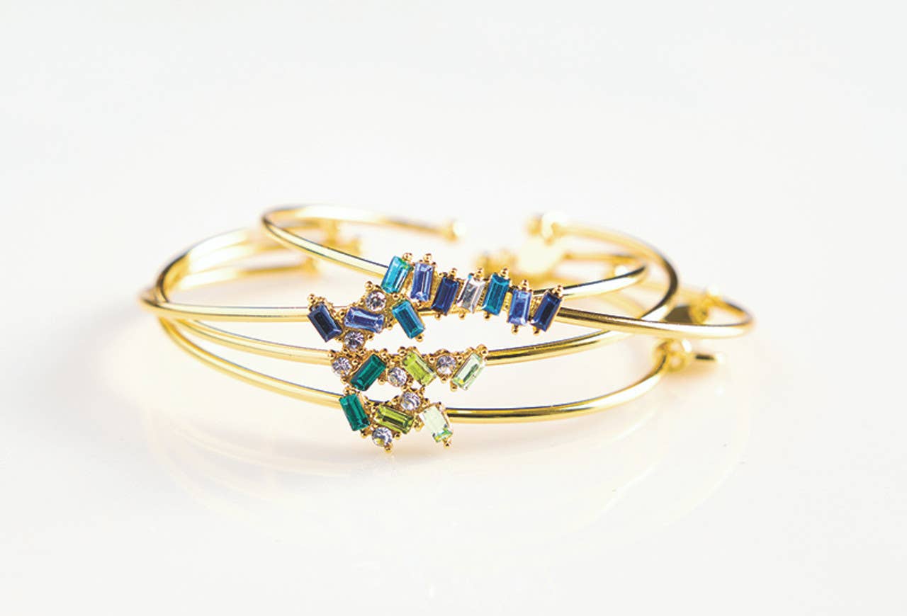 Crystal Bangle - Green Bar