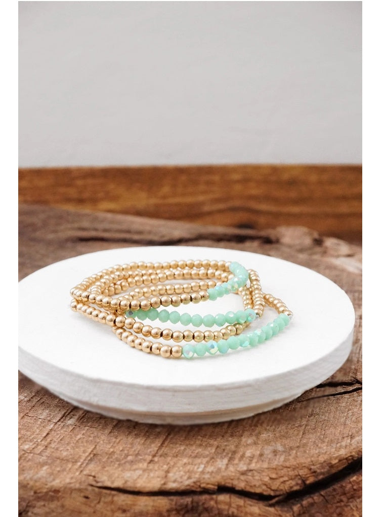 Gold and Glass Bracelet Stack