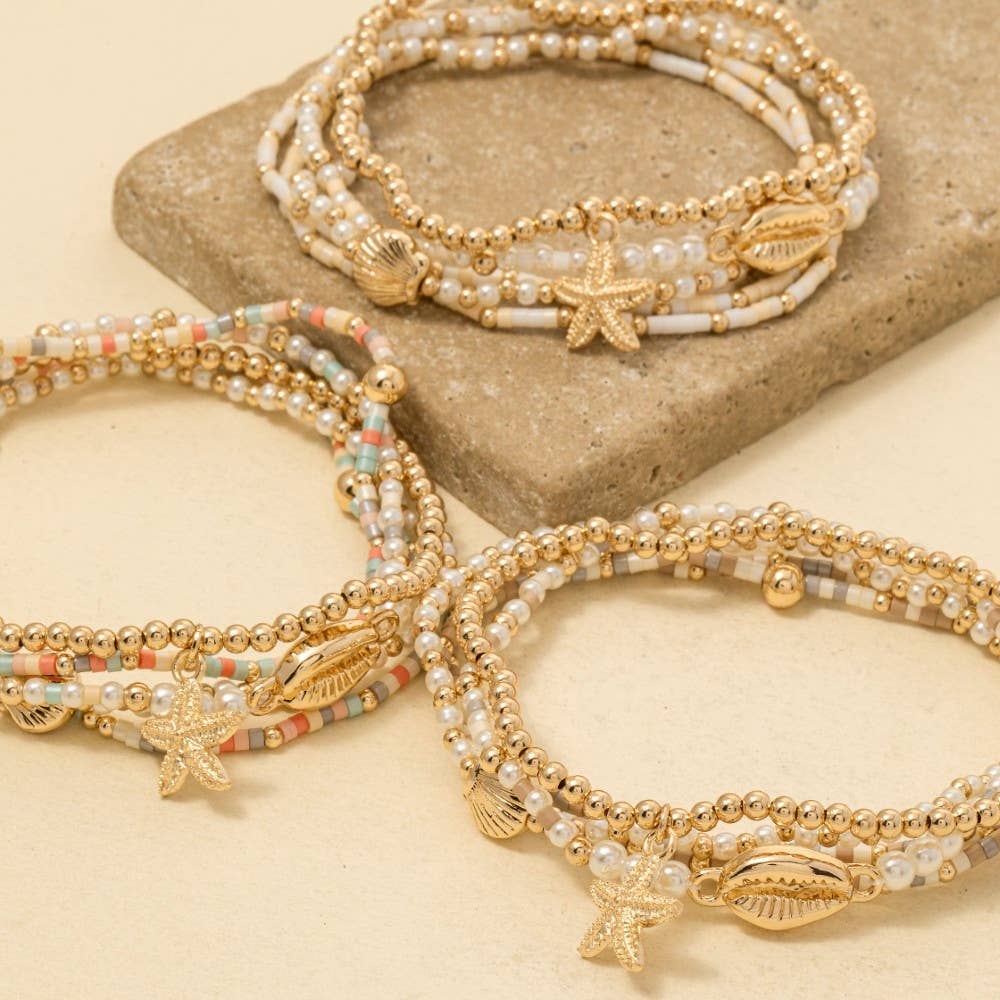 Sea Life Charms Beaded Bracelet Set