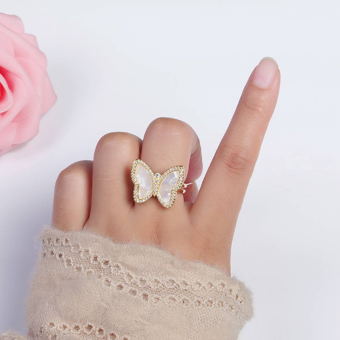 Dainty Gold Butterfly Ring
