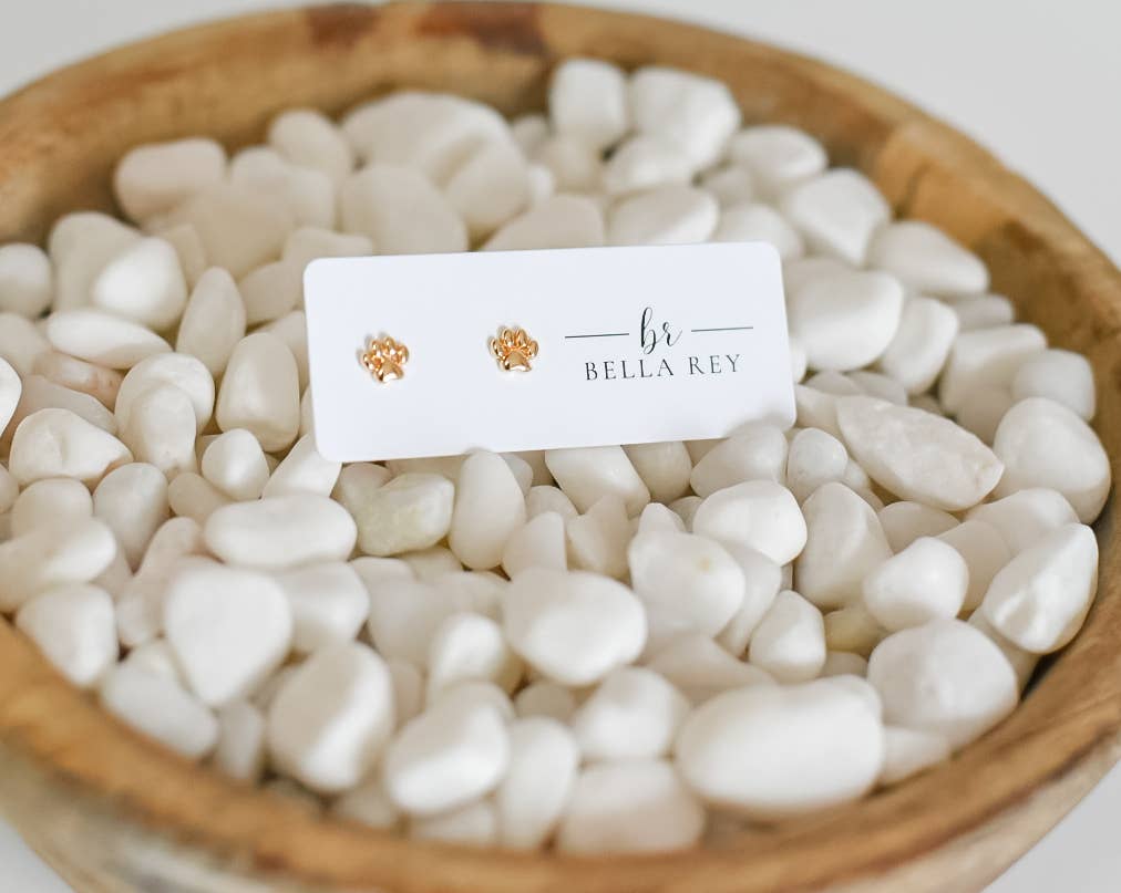 Winnie paw print gold plated studs-hypoallergenic