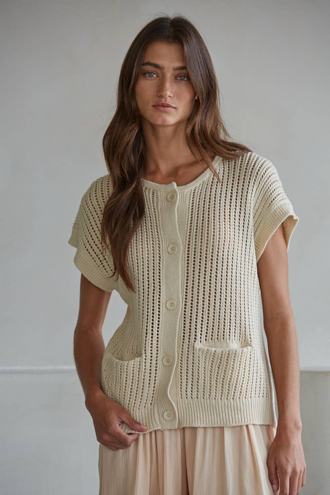 Ramie Cotton Button Down Cardigan