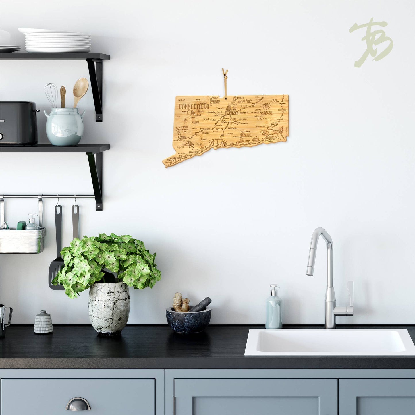 Destination Connecticut Cutting Board with Engraved Artwork