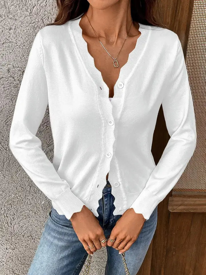Scalloped Edge Knit Cardigan