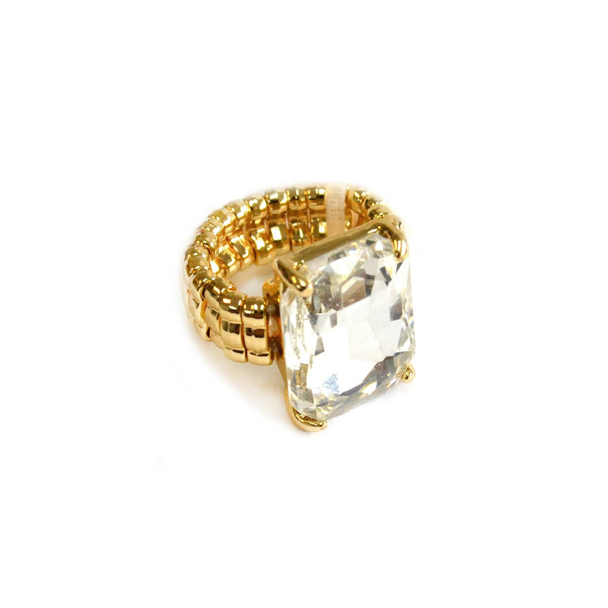 Rectangular Glass Adjustable Cocktail Ring