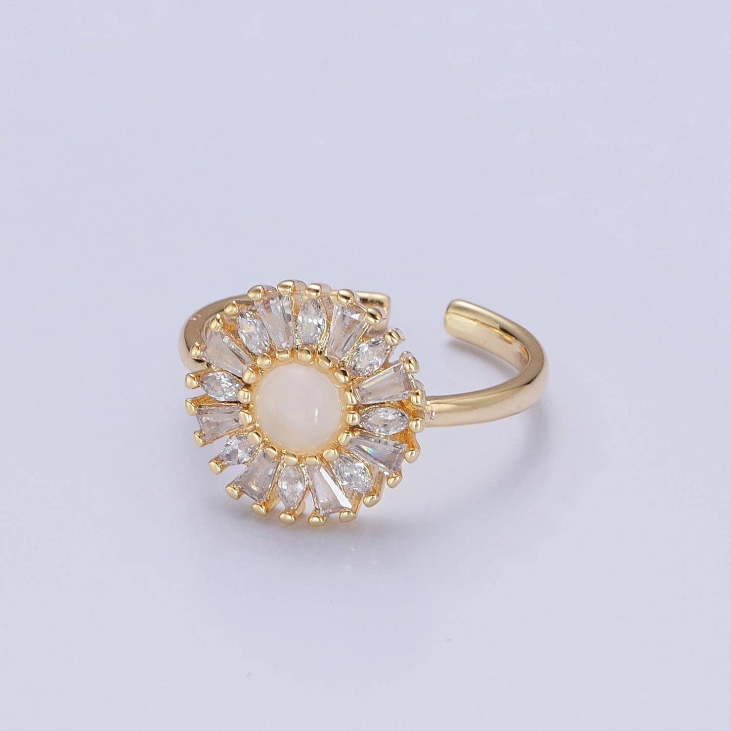 Micro Pave Gold Sunflower Promise Ring