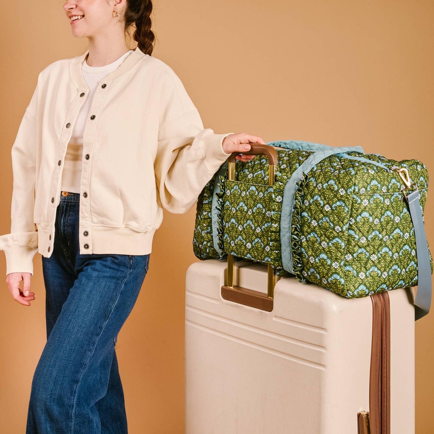 Quilted Weekender Bag- Everbloom Forest Green