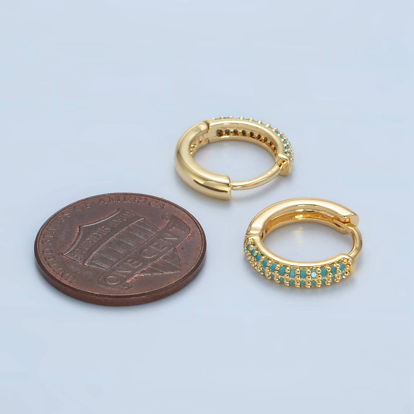 24K Gold Filled Turquoise Huggies