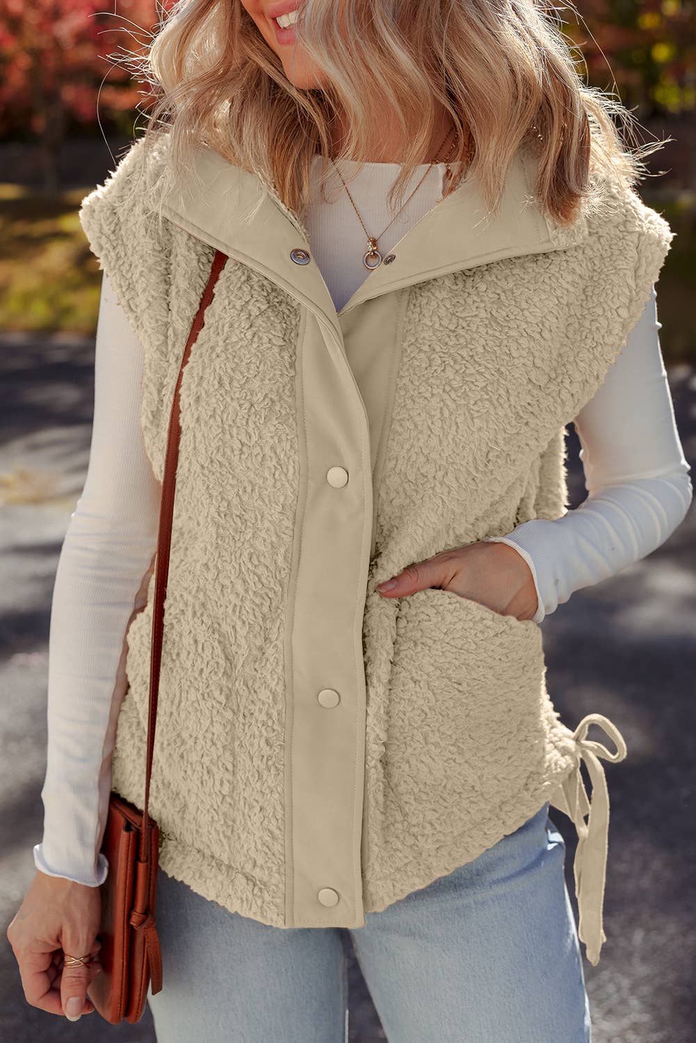 Sherpa Plush Vest with Pockets