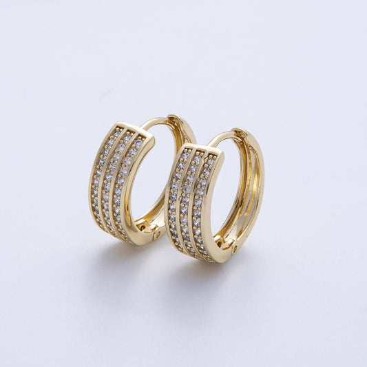 14K Gold Filled CZ Huggie Earrings