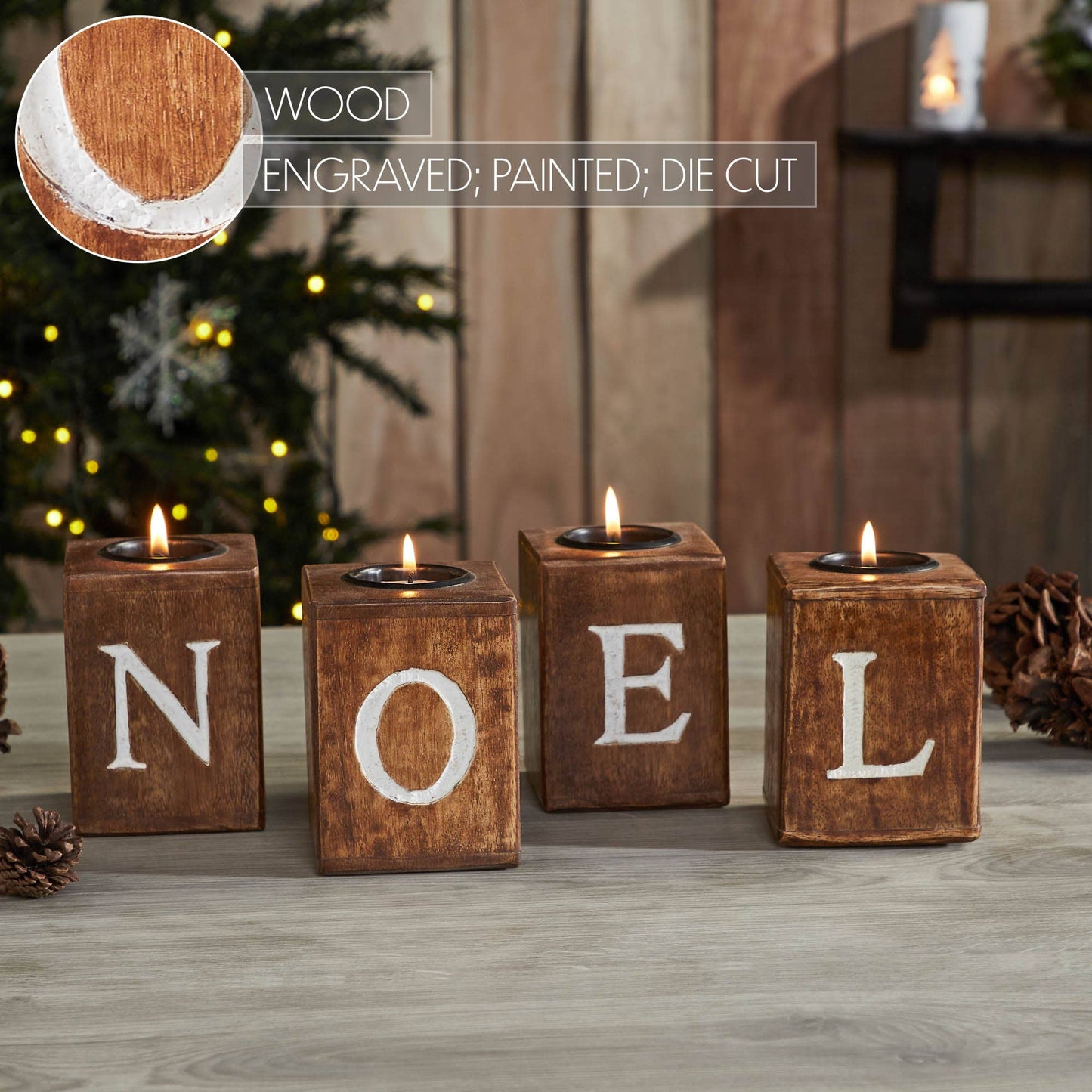 Tealight Holders NOEL Cube Set of 4