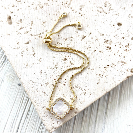 Clover quatrefoil slider bracelet