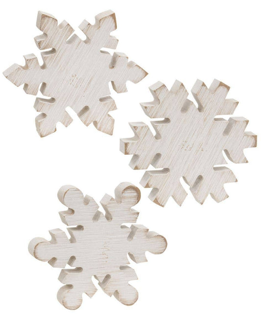 Distressed Wooden Snowflake Sitter
