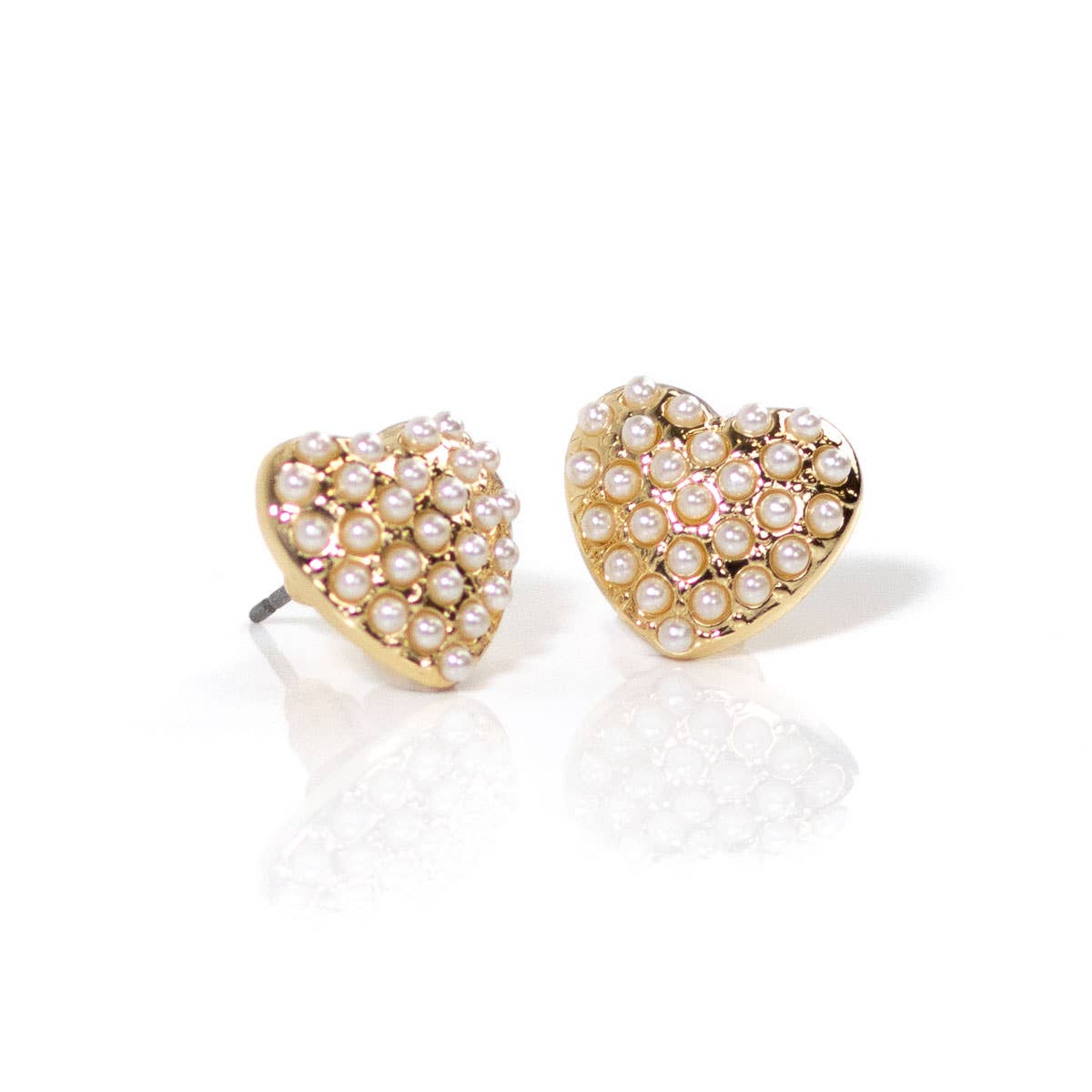Candy Heart Pearl Stud Earrings