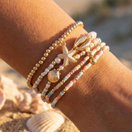 Sea Life Charms Beaded Bracelet Set