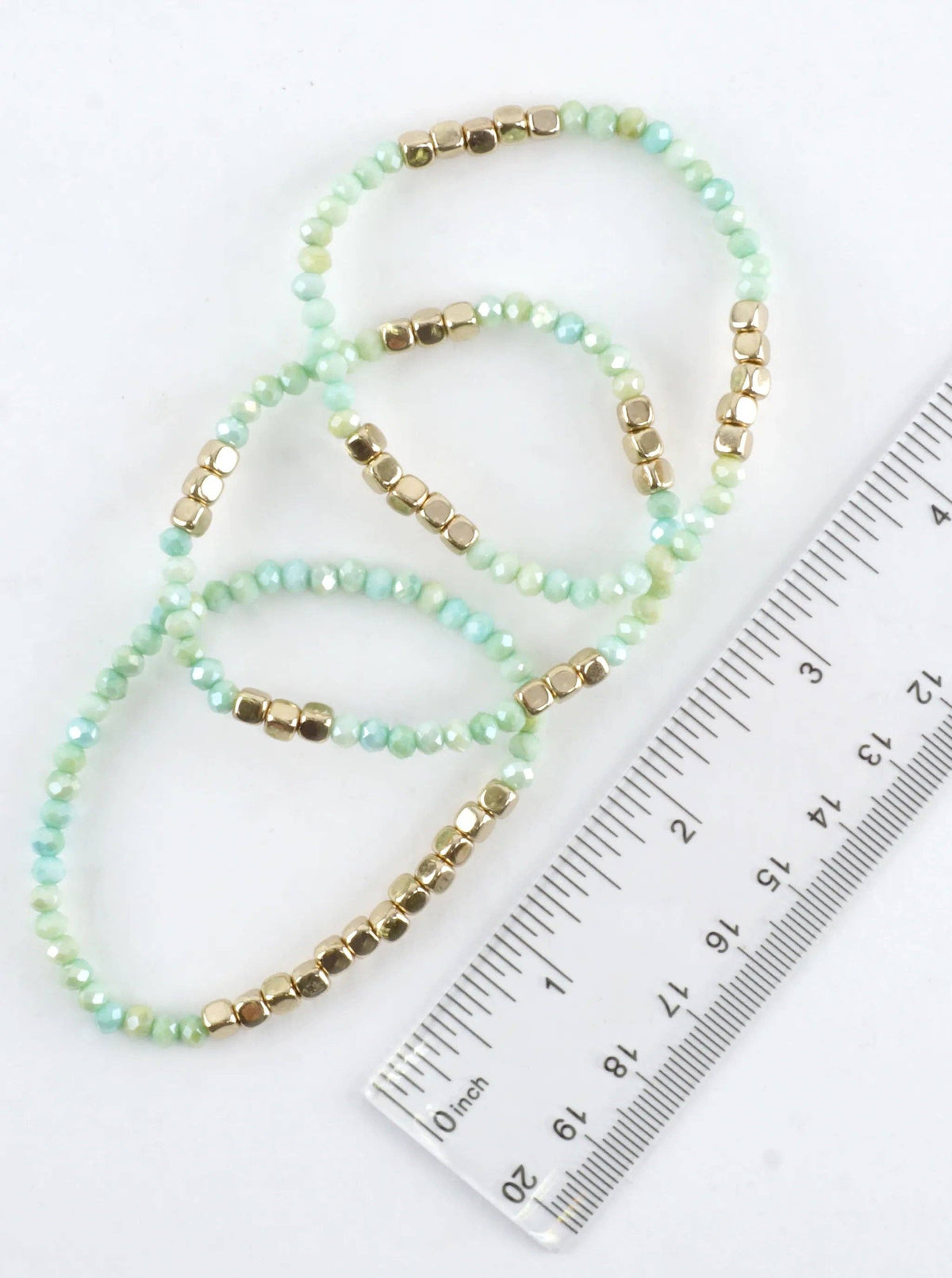 3PC-Set Square Metallic Glass Beads Bracelets