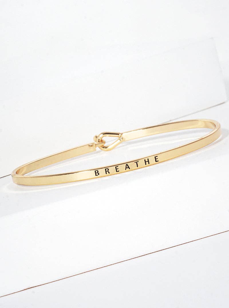 Breathe Engraved Inspirational Bangle Bracelet