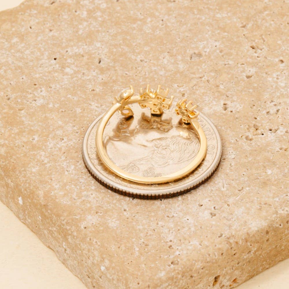 Gold Dipped Flowers Open Band Ring