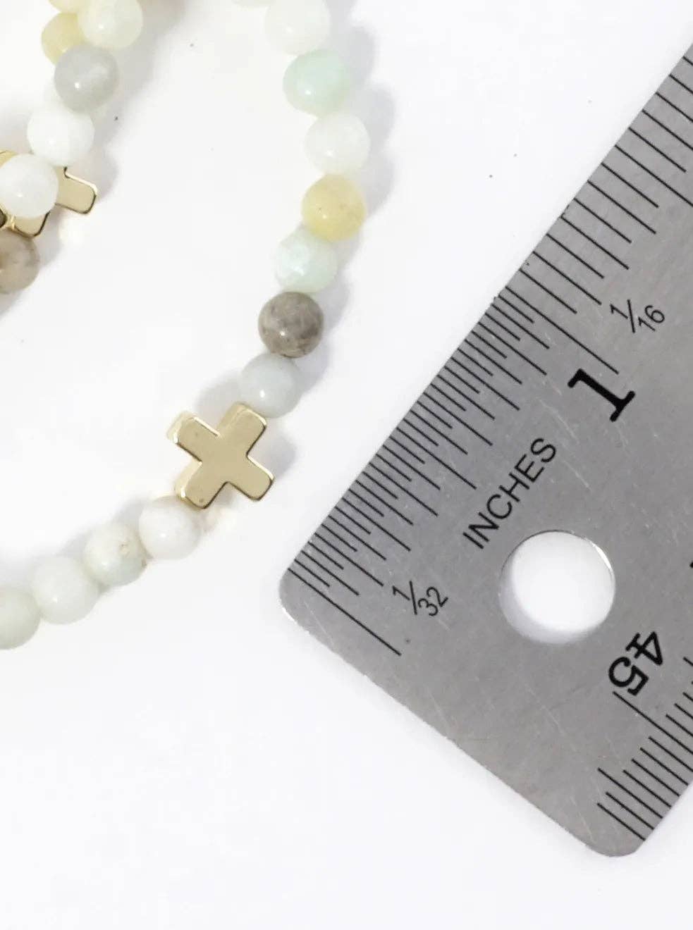 3PC-Set Genuine Stone Cross Stretch Bracelets