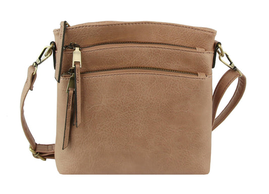 Triple Zipper Crossbody Bag