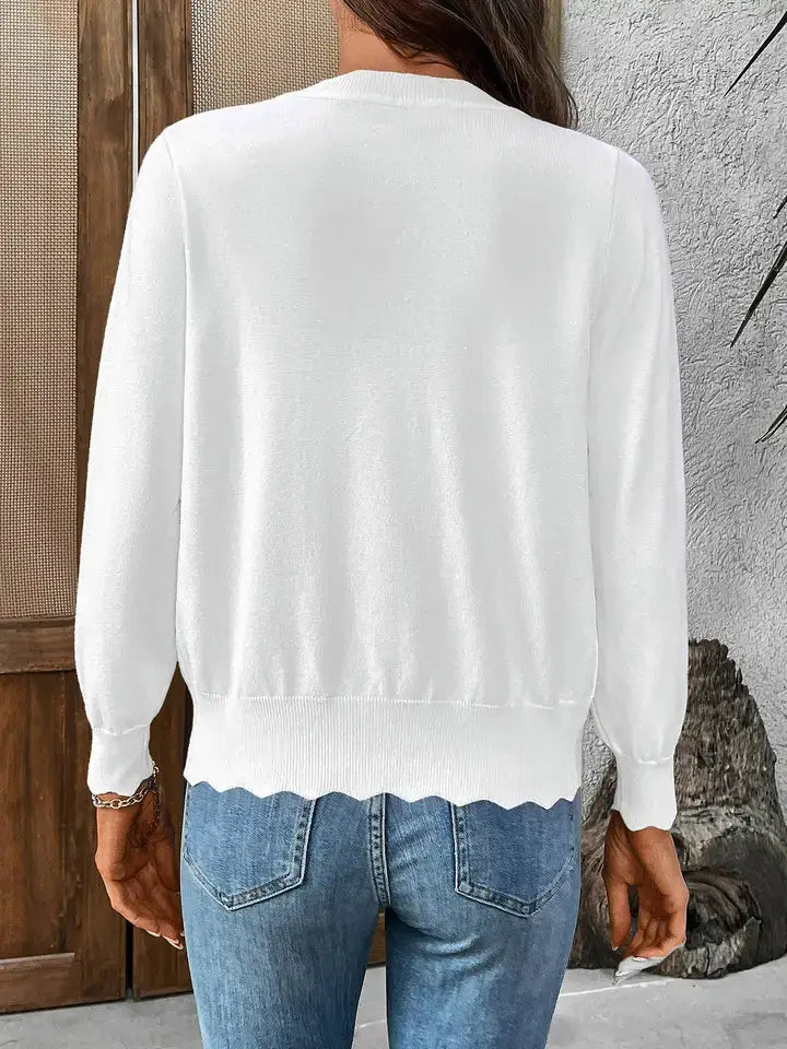 Scalloped Edge Knit Cardigan