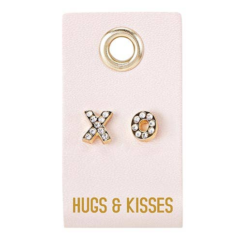 Leather Tag Earrings - Hugs & Kisses