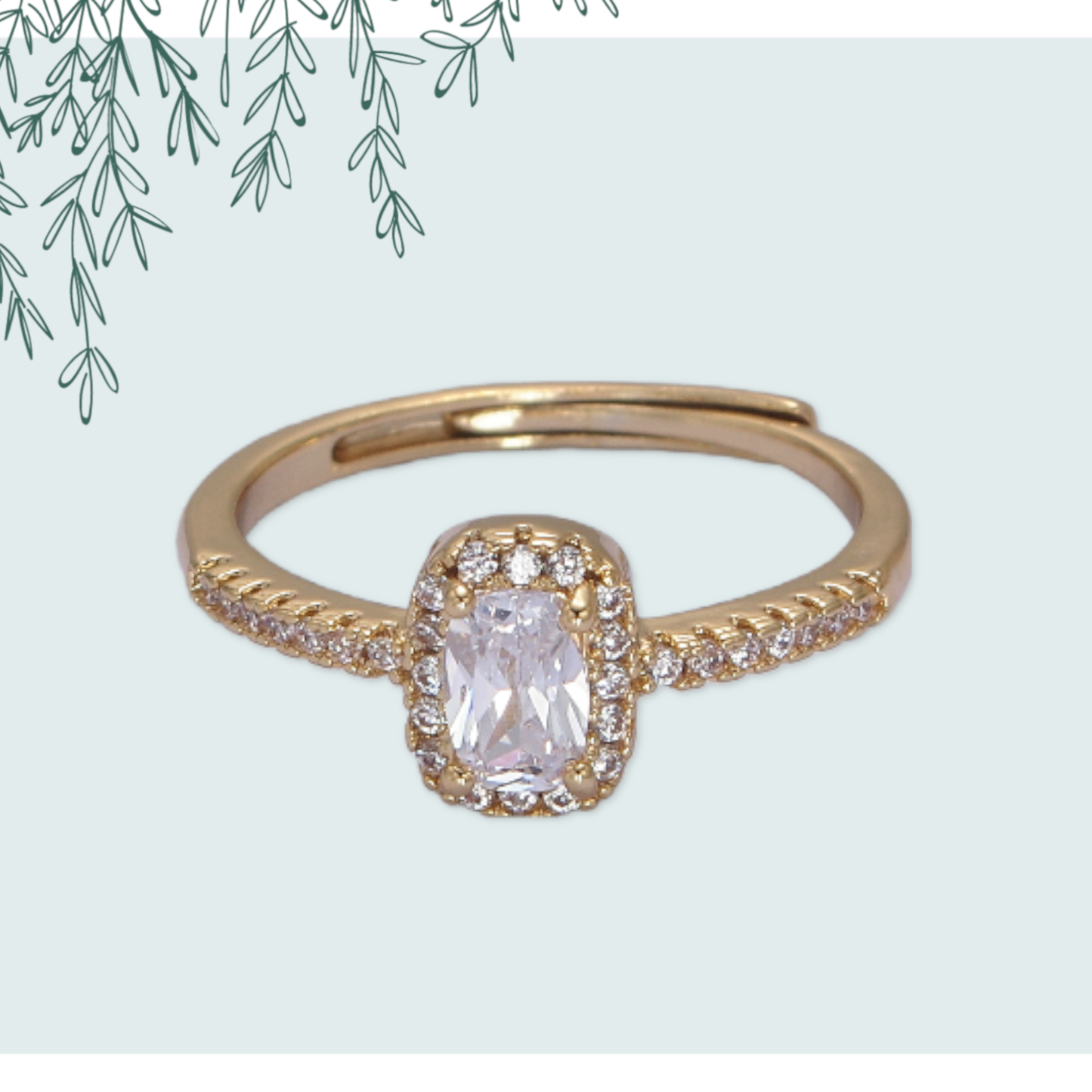 Micro Pave CZ Stone Gold Minimalist Ring