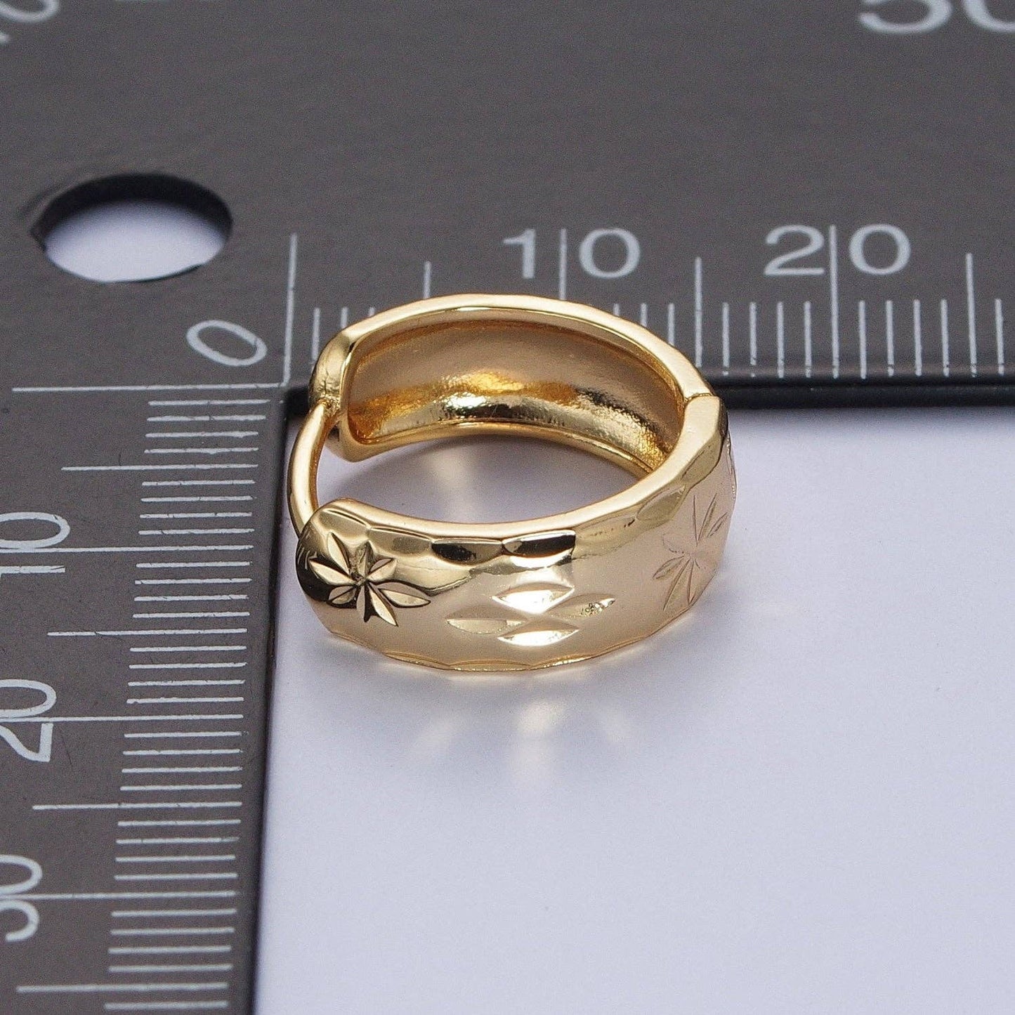 Gold Earrings with Textured North Star