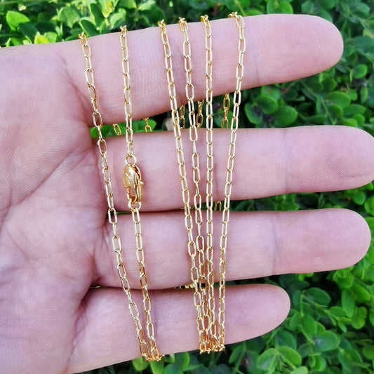 24K Gold Filled Thin Paper Clip Necklace