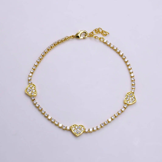 Gold Filled CZ Heart Bracelet