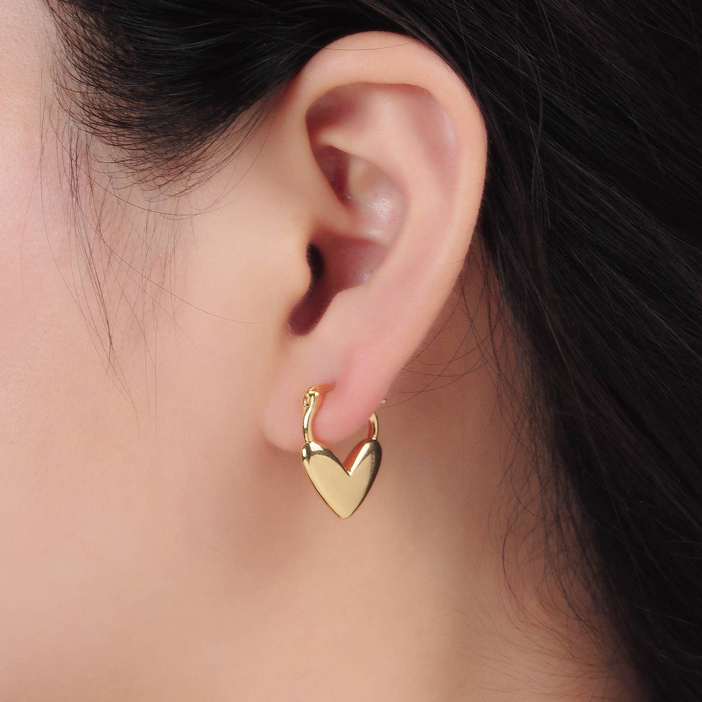 24K Gold Filled Minimal Heart Hoop Earring