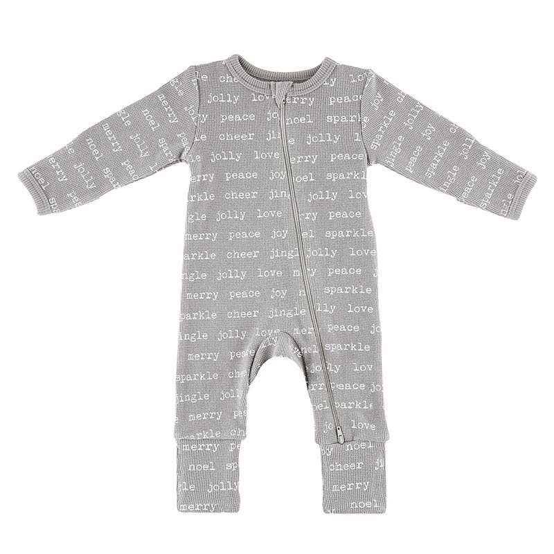 Waffle Knit Cozy Romper - Holiday Cheer 6-12 Mo