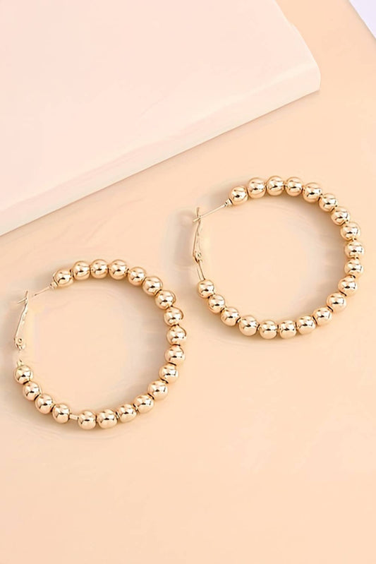 Gold Bead Hoop Earrings
