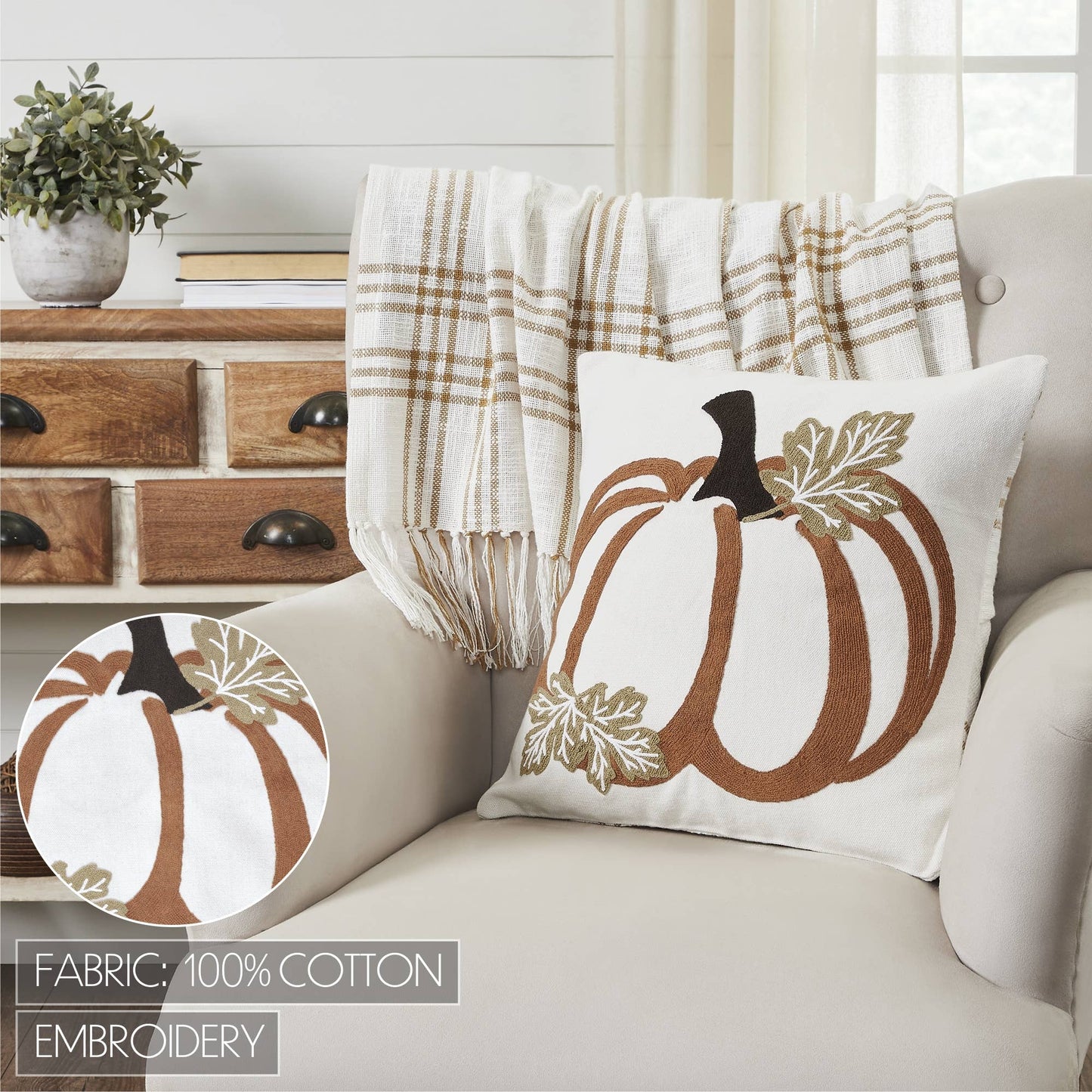 Plaid Pumpkin Decorative Throw Pillow