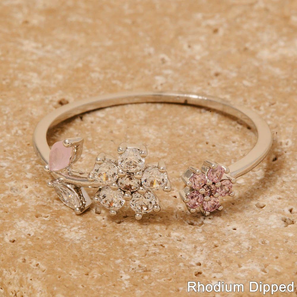Gold Dipped Flowers Open Band Ring