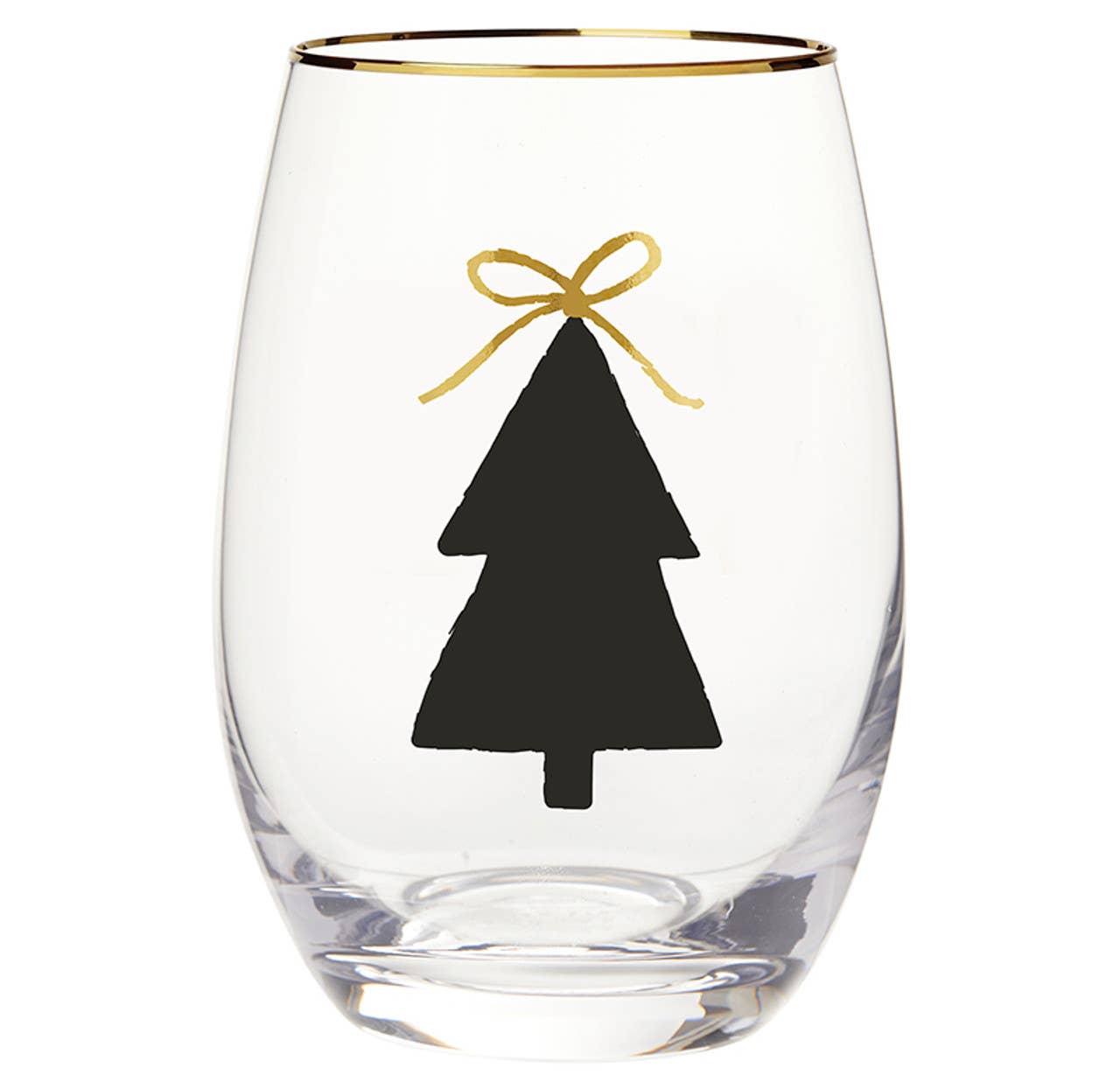 Gold Foil Stemless Wine Glass - Bow Tree