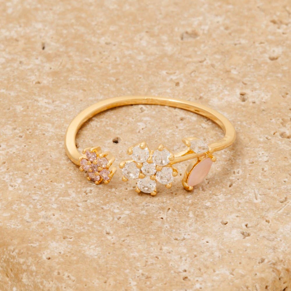 Gold Dipped Flowers Open Band Ring