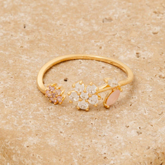 Gold Dipped Flowers Open Band Ring