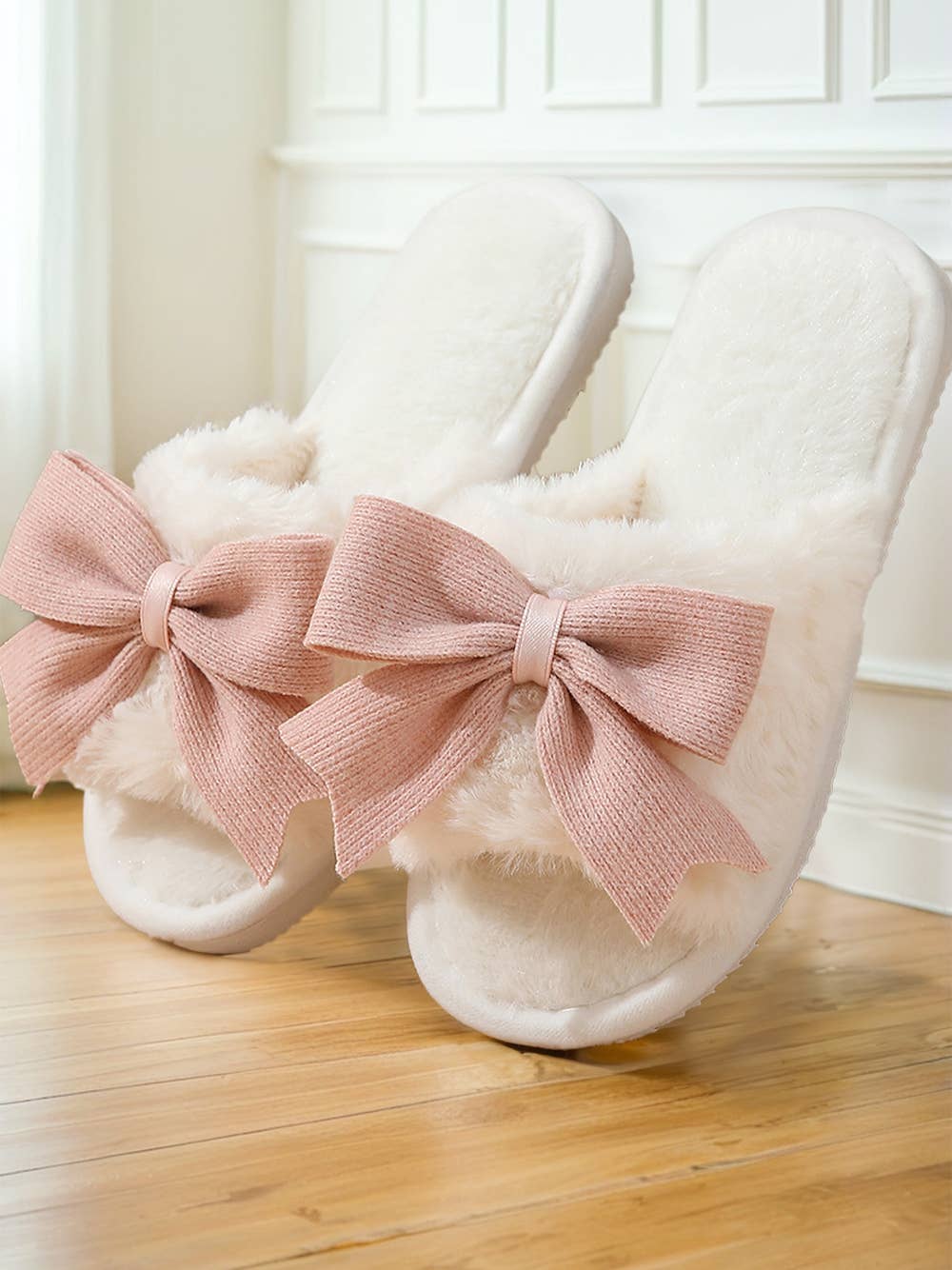 Bow Knot Open Toe Slippers