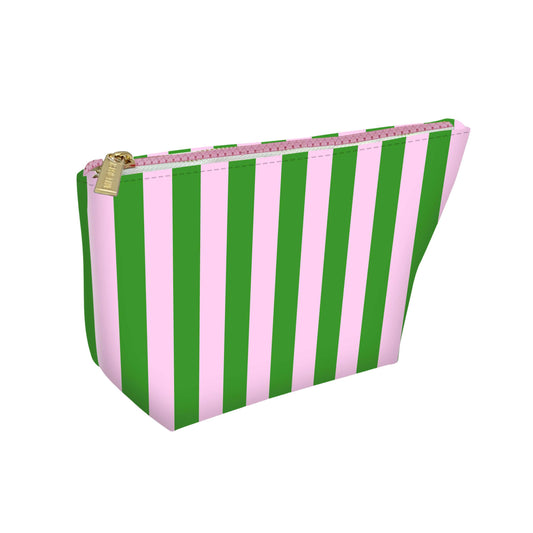 pink & green stripe pouch