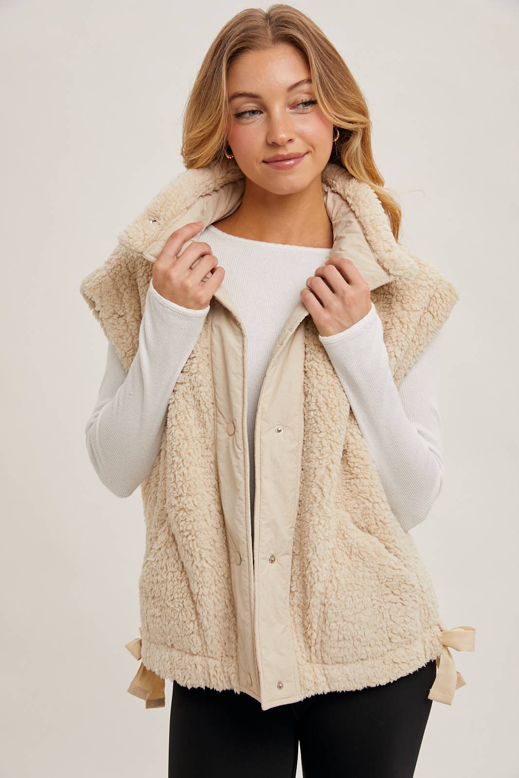 BUTTON DOWN FLEECE SHERPA VEST