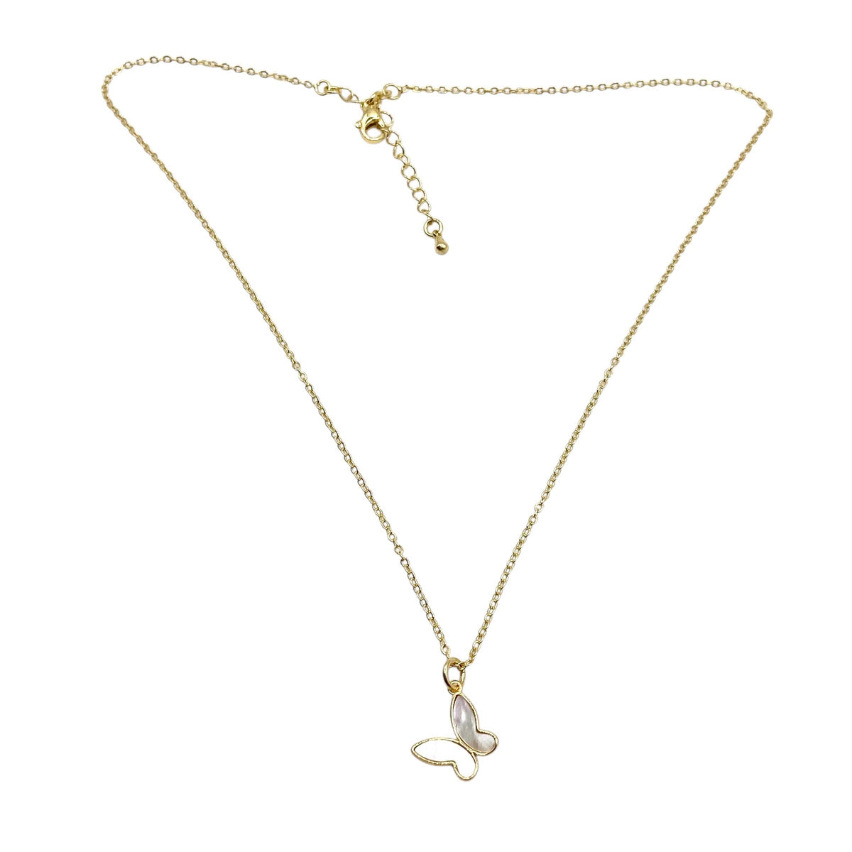 Butterfly necklace gold mother of pearl
