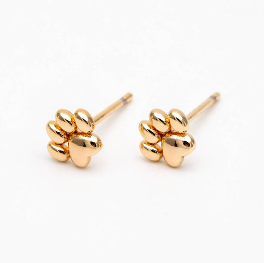 Winnie paw print gold plated studs-hypoallergenic