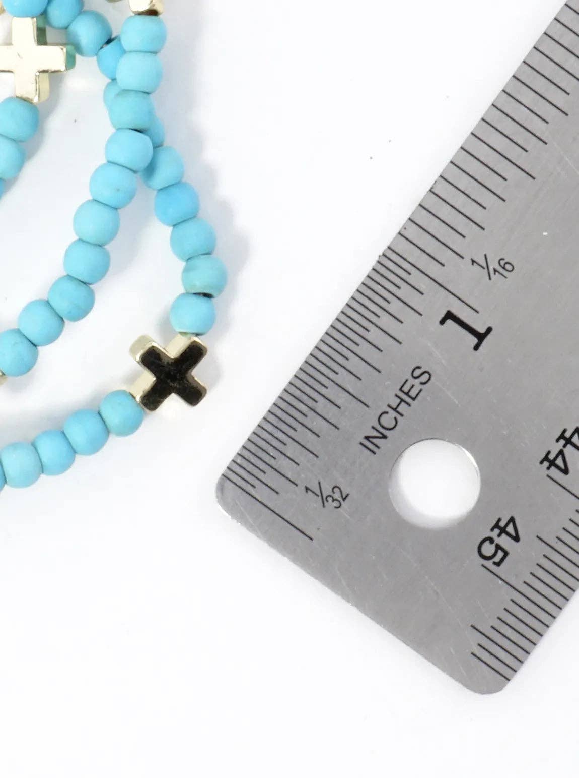 3PC-Set Genuine Stone Cross Stretch Bracelets